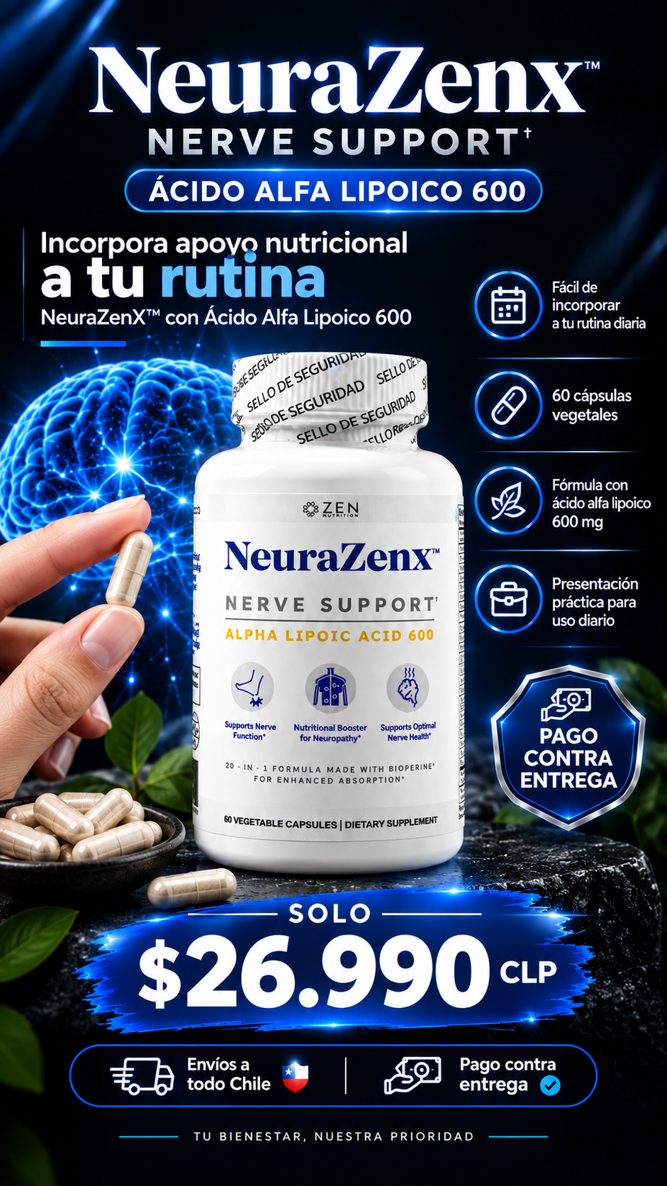NEURAZENX NERVE SUPPORT 60 CAPSULAS